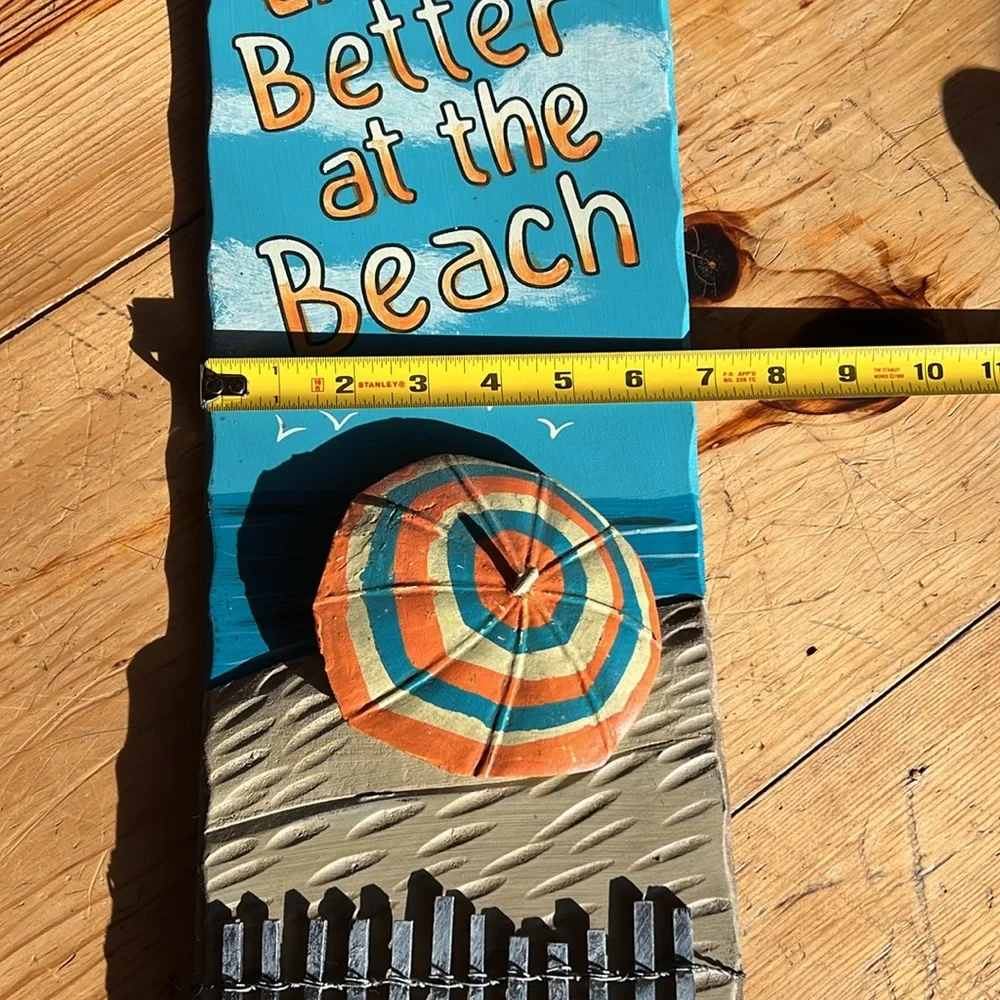 Distressed “Life is Better at the Beach” 3D Wall Art with Metal Hanger - Picture 3 of 16